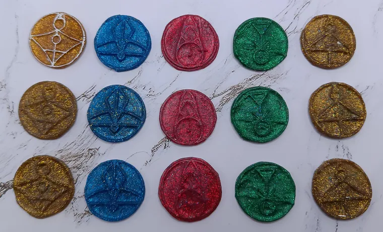 Glyph coins in five colourways.