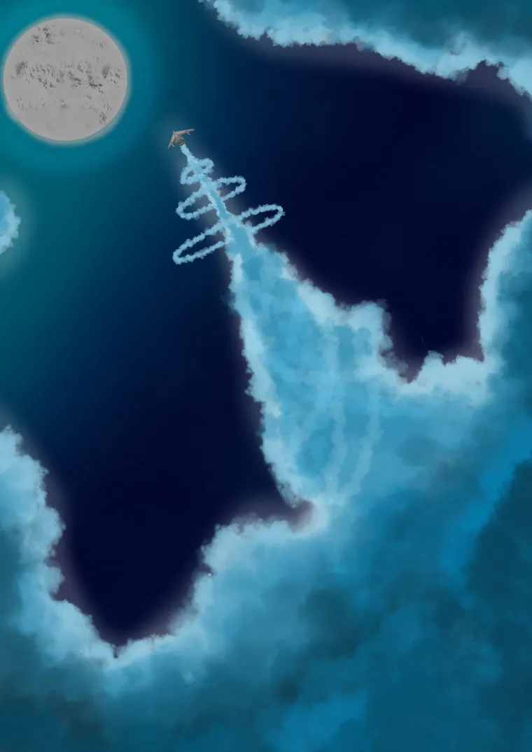 Cloud and moonlight study.