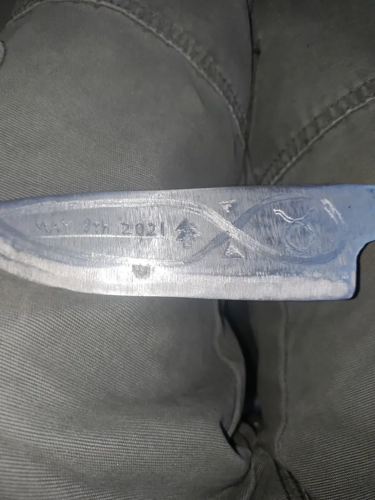 Blade after grinding and etching.