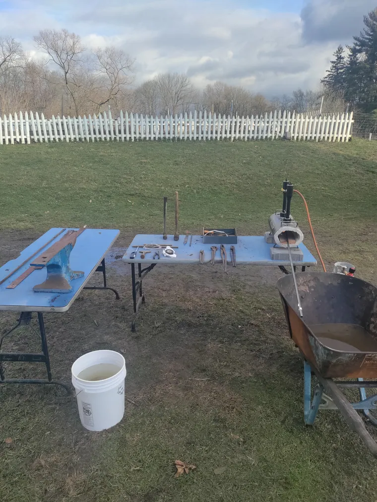 Outdoor forge set up.
