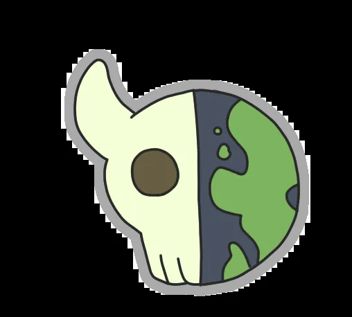 Human Demon Exchange sticker design.