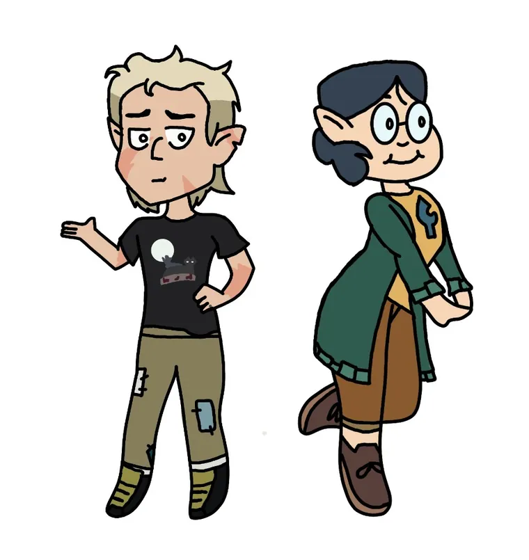 Hunter and Willow drawn in a simplified style.