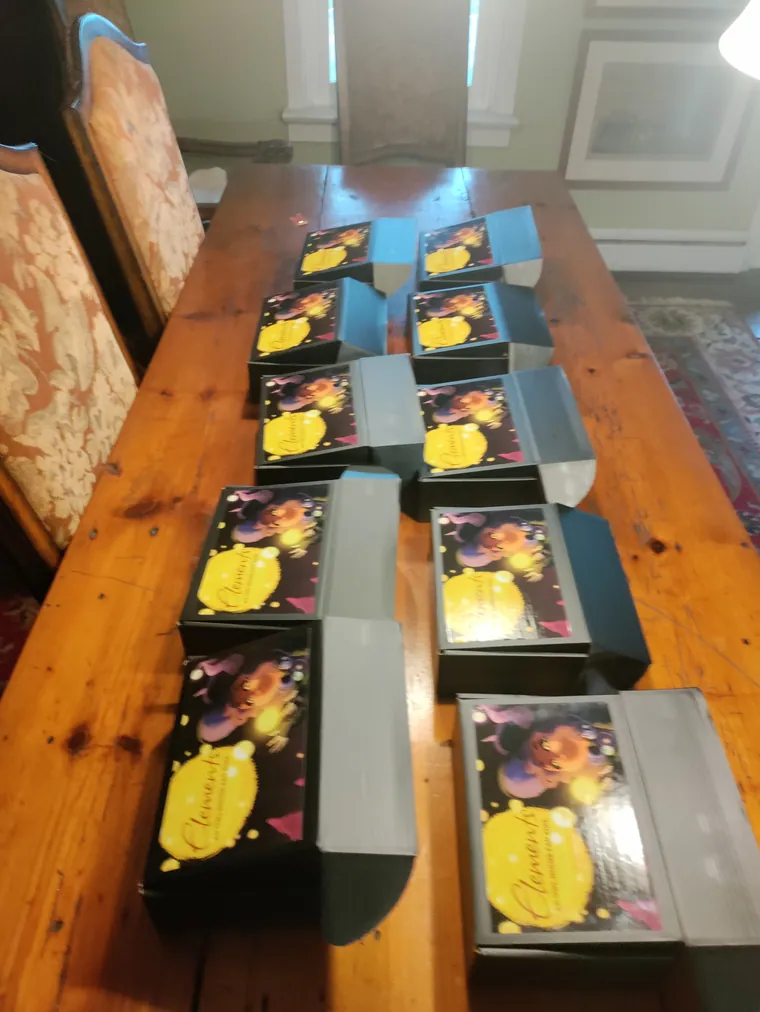 Boxes filled and waiting to be closed.