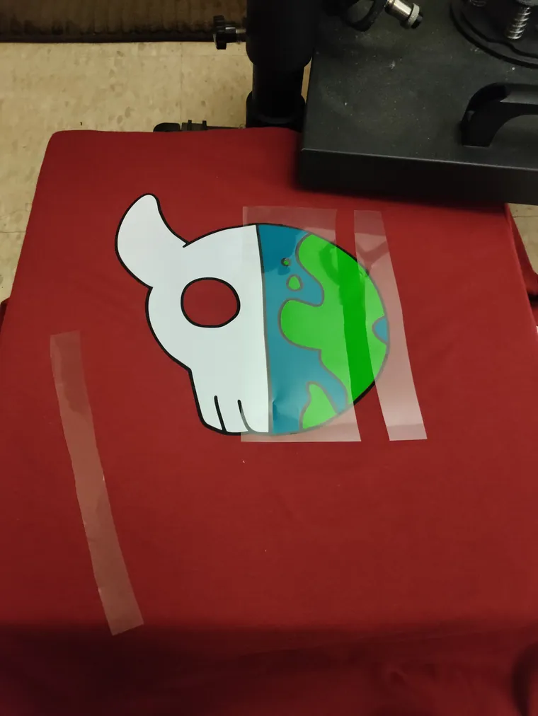 Sticker proof taped down for a size check.
