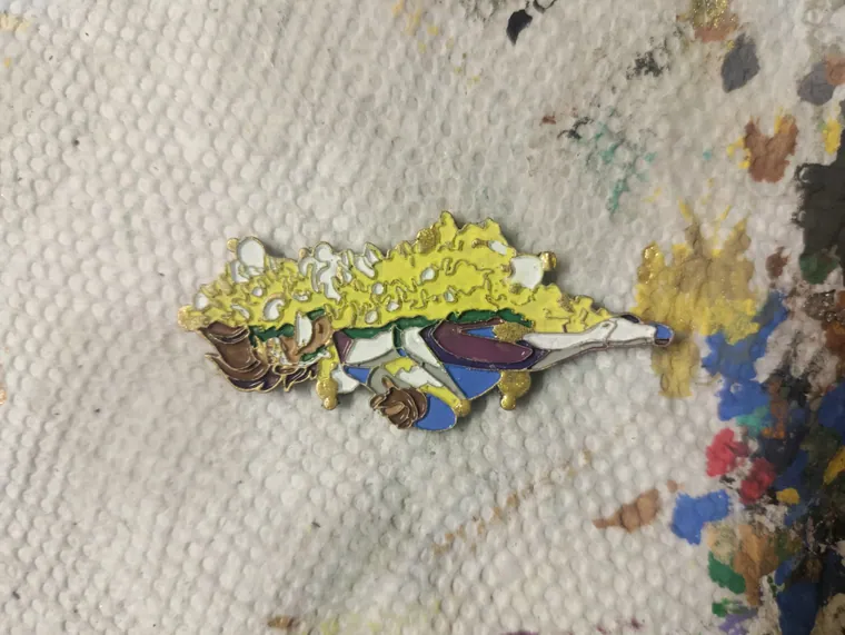 Part way through painting a sample.