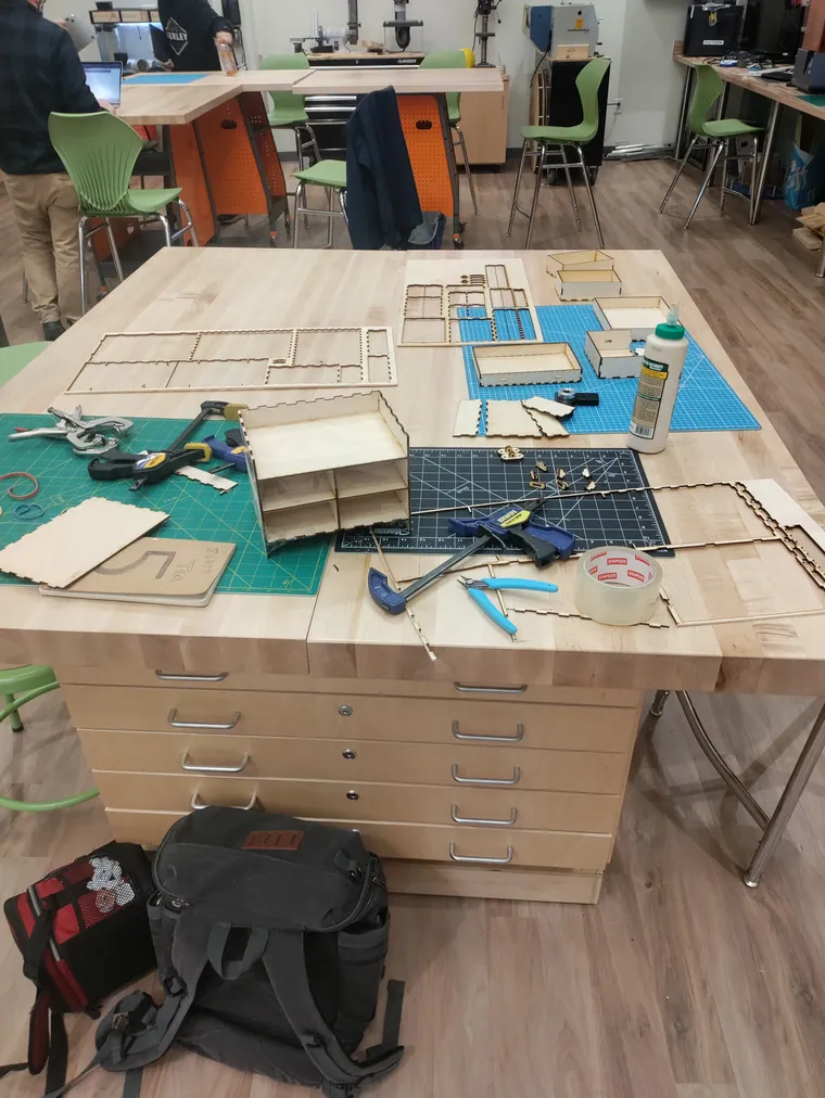 Parts sorted out for assembly.